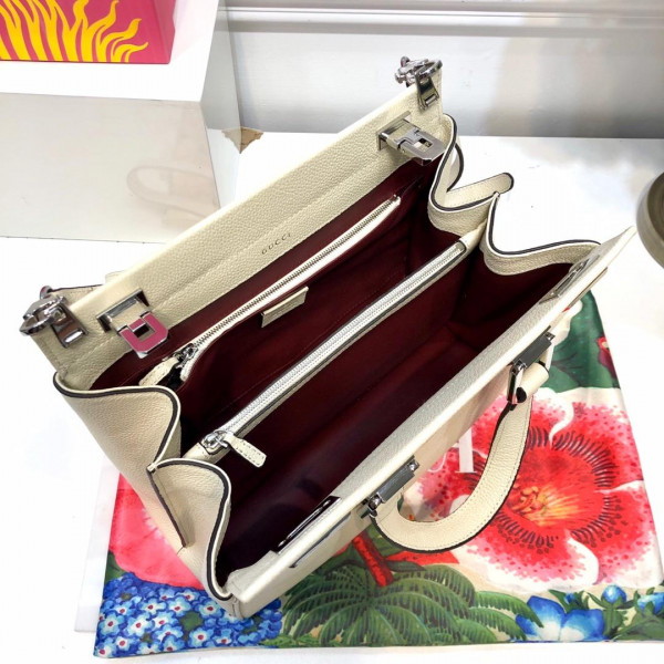 G*u*i zumi grainy leather small top handle bag