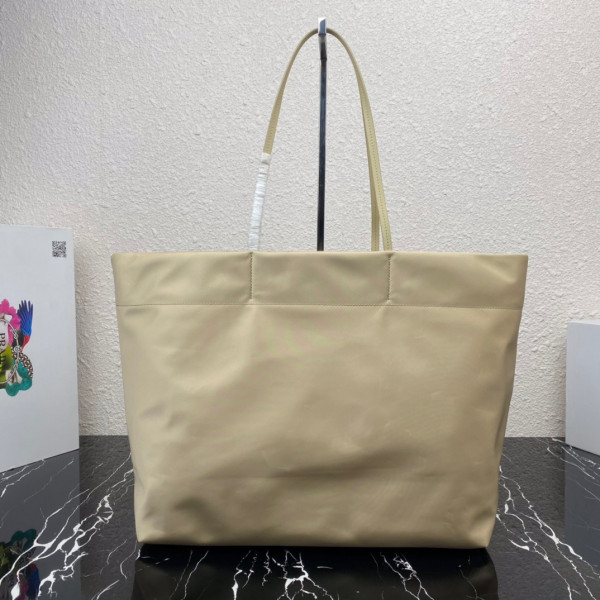Pra*a re-nylon and saffiano leather tote bag