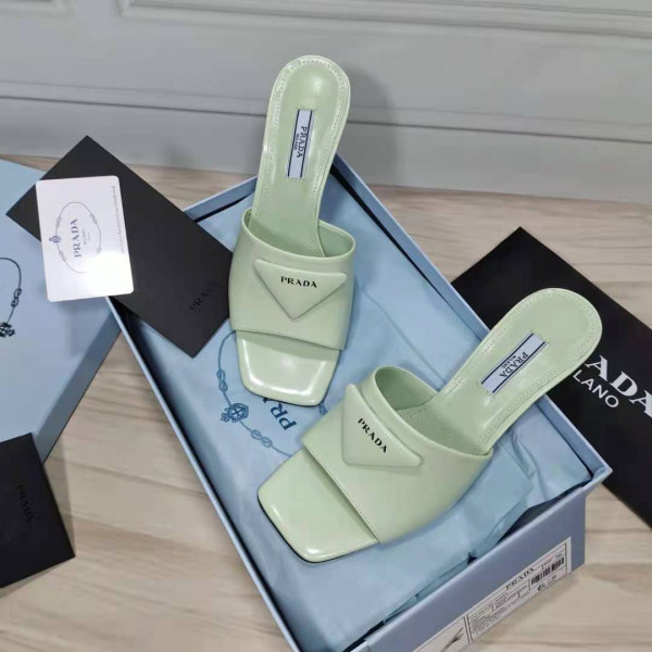 Pra*a brushed leather mid-heeled slides