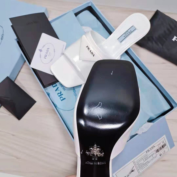 Pra*a brushed leather mid-heeled slides