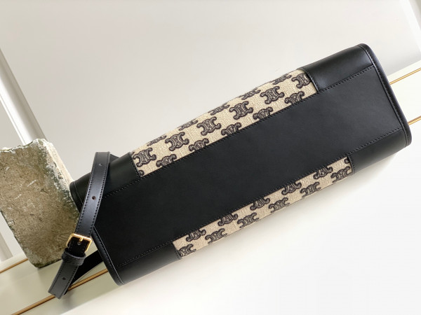 Ce**e horizontal cabas in textile with triomphe embroidery