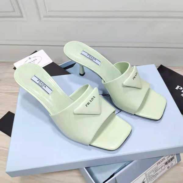 Pra*a brushed leather mid-heeled slides