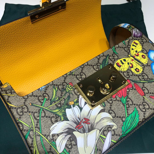 G*u*i padlock gg small bamboo shoulder bag