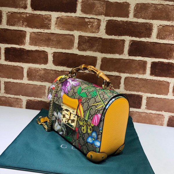 G*u*i padlock gg small bamboo shoulder bag