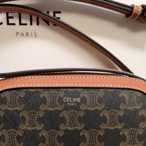 Ce**e small camera bag in triomphe canvas