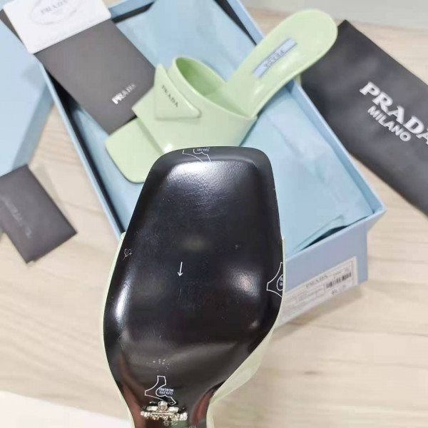 Pra*a brushed leather mid-heeled slides