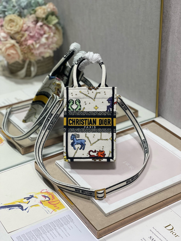 mini D*or book tote phone bag