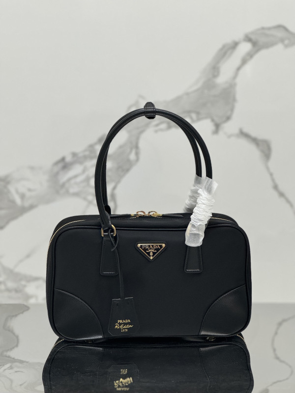 Pra*a re-edition 1978 large re-nylon and saffiano leather two-handle bag