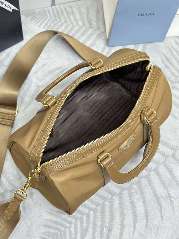 Pra*a re-nylon and saffiano leather top-handle bag