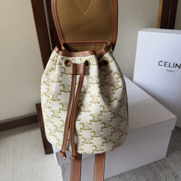 Ce**e mini backpack folco in triomphe canvas and calfskin