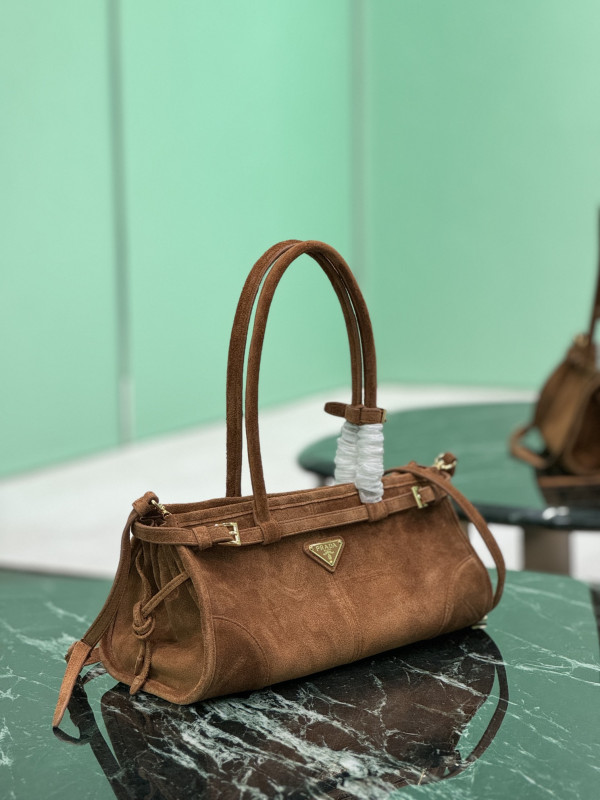 Pra*a medium suede handbag-32*15.5*12cm