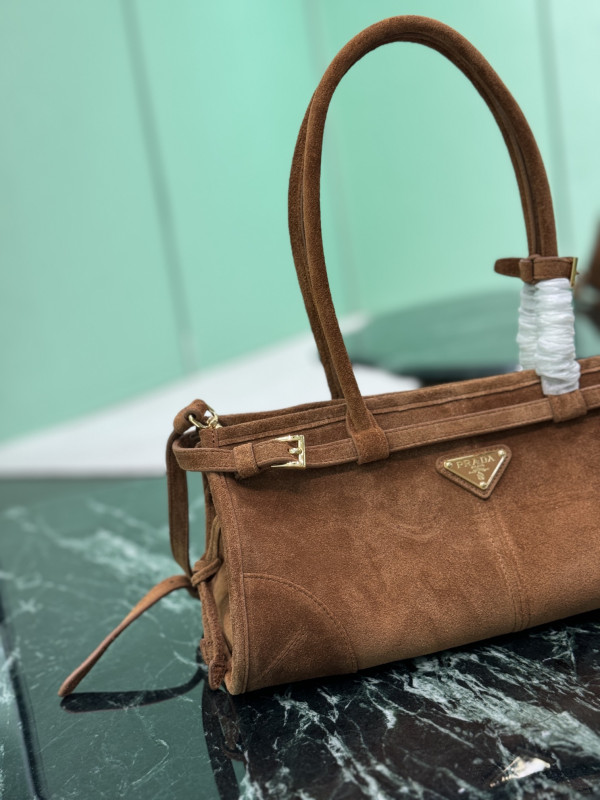 Pra*a medium suede handbag-32*15.5*12cm