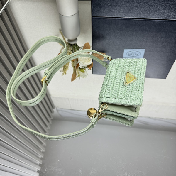 Pra*a cardholder with shoulder strap and crystals