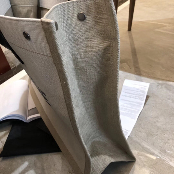 YSL RIVE GAUCHE TOTE BAG IN LINEN AND LEATHER